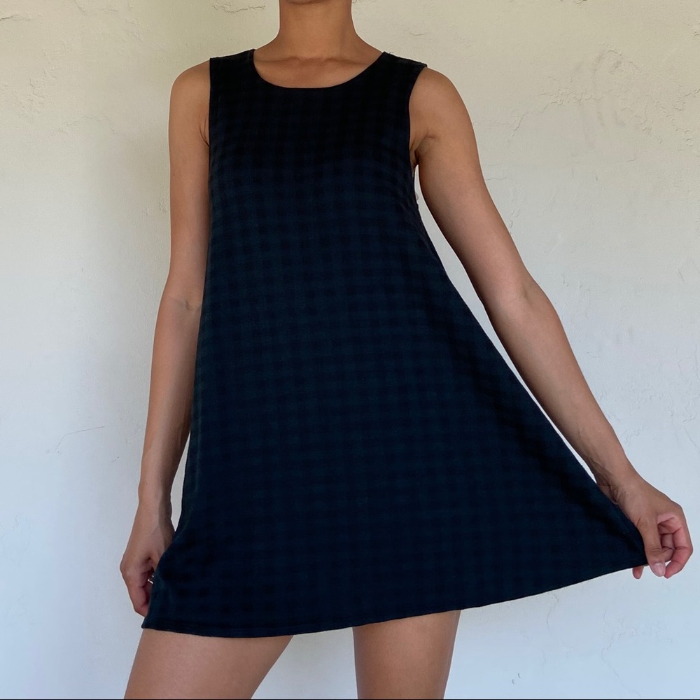 Socialite plaid green and black baby doll dress